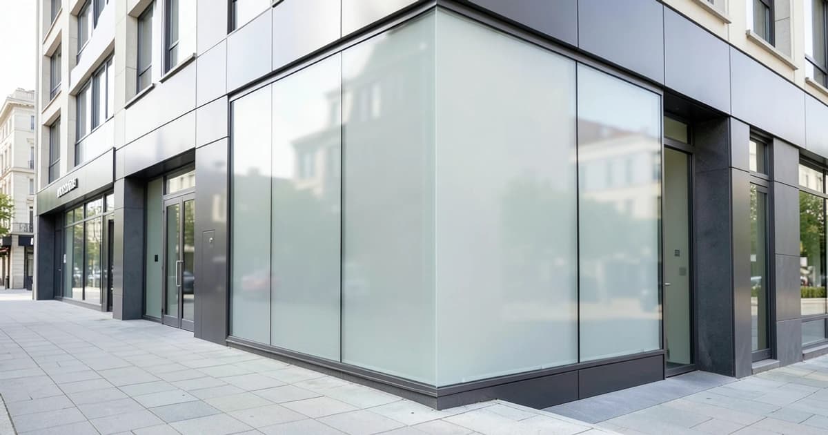 Technicien appliquant un film anti-effraction transparent sur la vitrine d'un commerce en Seine-et-Marne
